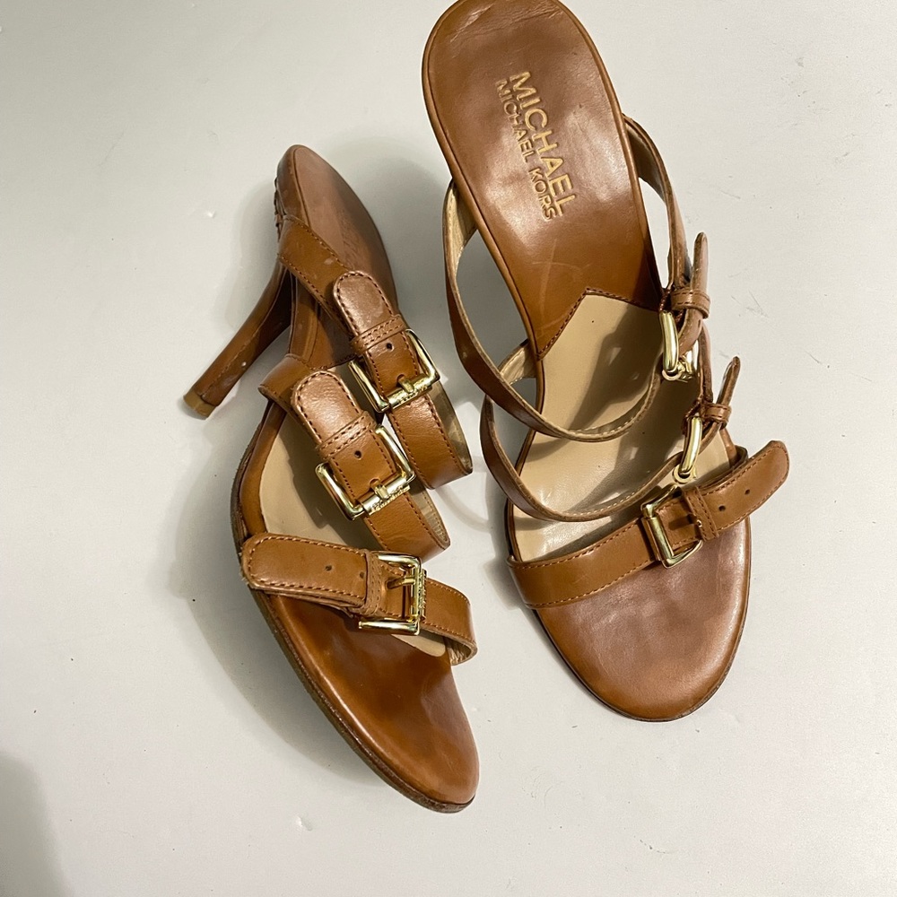 Michael kors brown open toes heels size 6 1/2